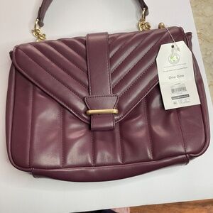 Rich Burgundy Merlot Quilted handbag purse Vegan NWT